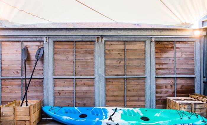 Kayak on boat deck